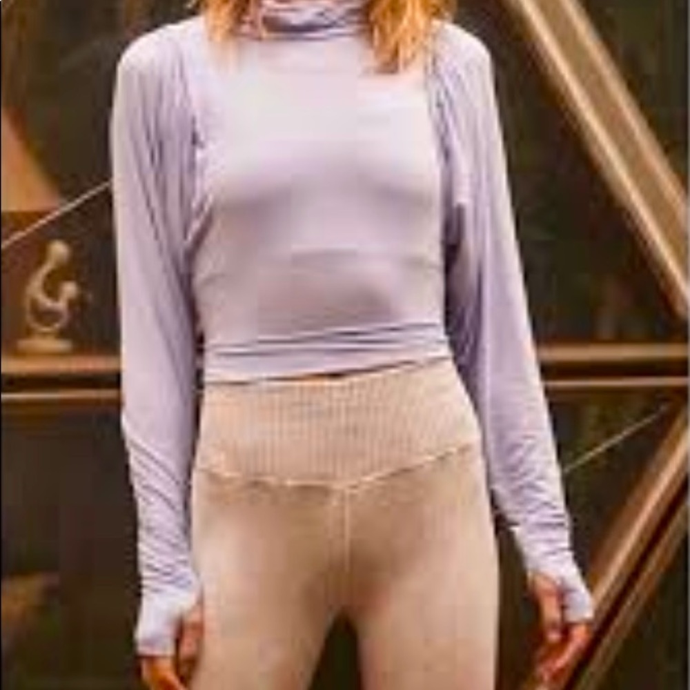 Free People Lilac Long Sleeve Turtleneck Top